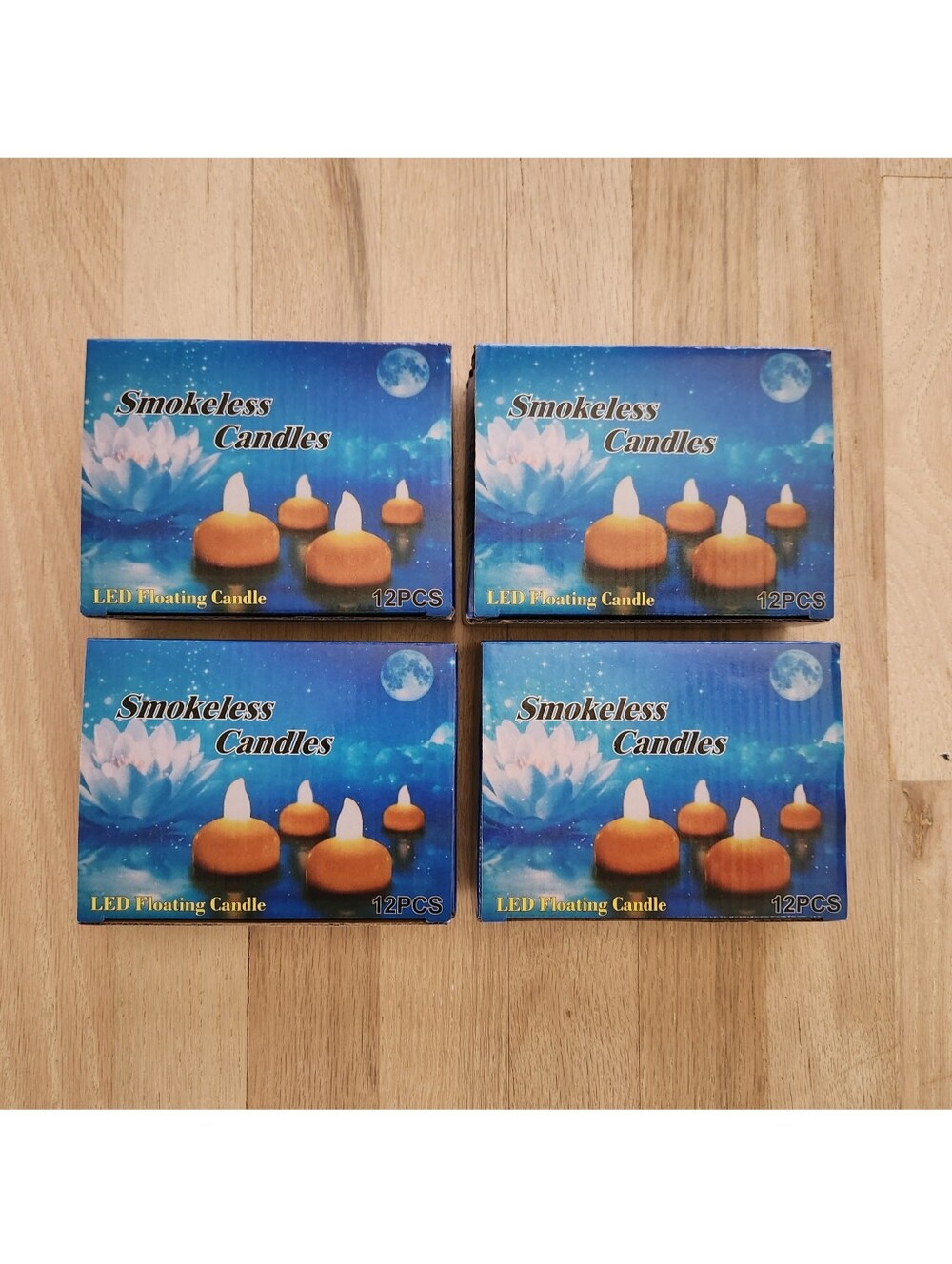 Lot Of 4 NIB Smokeless LED Floating CandleS 12 pcs/box - 48 Water Candles